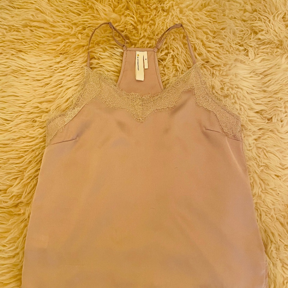 Anthroplogie pale pink/ lilac satin camisole tank Size XS New - never worn